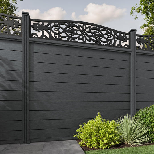 Fusion Windsor Curved Top Fence Panel - Dark Grey - with our composite posts