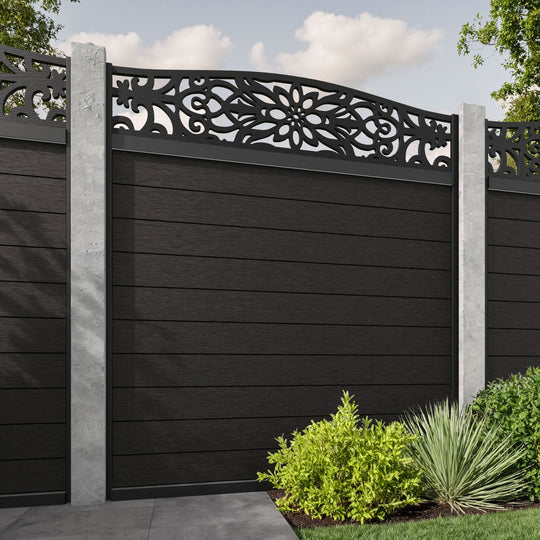 Fusion Windsor Curved Top Fence Panel - Dark Oak - for existing concrete posts