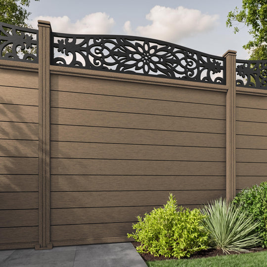 Fusion Windsor Curved Top Fence Panel - Teak - with our composite posts