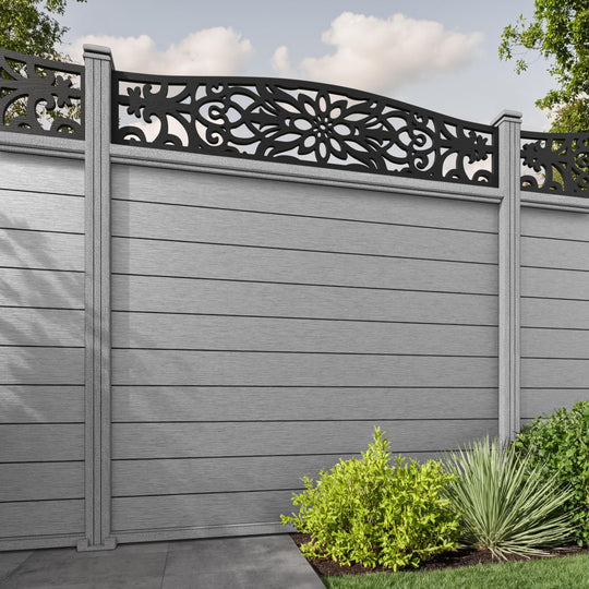 Fusion Windsor Curved Top Fence Panel - Light Grey - with our composite posts