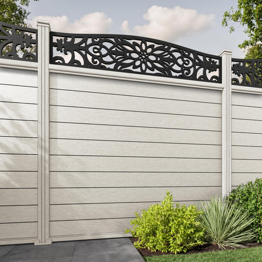 Fusion Windsor Curved Top Fence Panel - Light Stone - with our composite posts