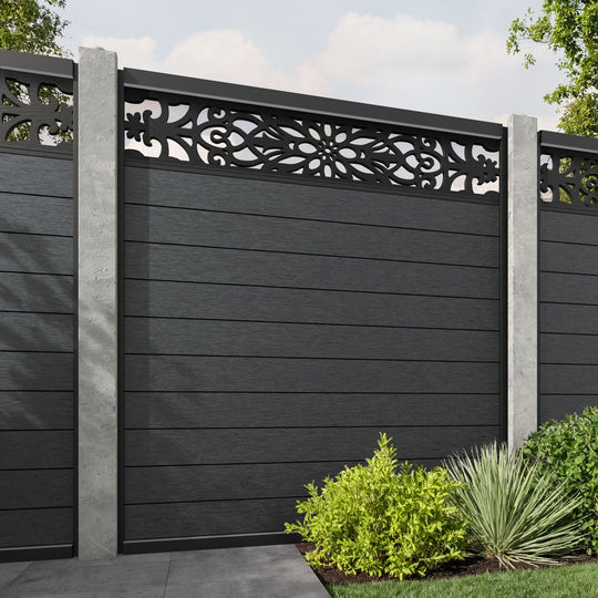 Fusion Windsor Fence Panel - Dark Grey - for existing concrete posts