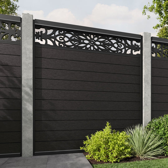 Fusion Windsor Fence Panel - Dark Oak - for existing concrete posts