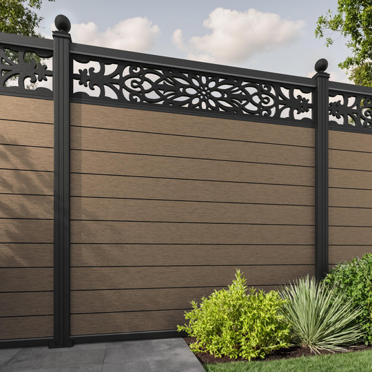 Fusion Windsor Fence Panel - Teak - with our aluminium posts