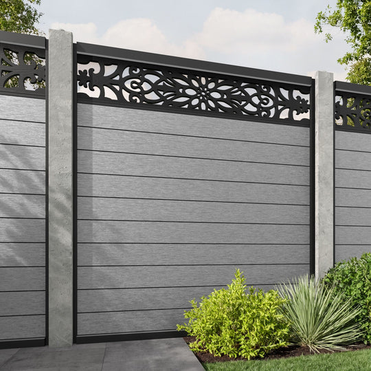 Fusion Windsor Fence Panel - Light Grey - for existing concrete posts