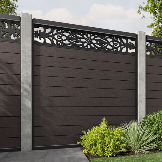 Fusion Windsor Fence Panel - Mid Brown - for existing concrete posts