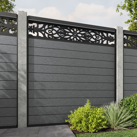 Fusion Windsor Fence Panel - Mid Grey - for existing concrete posts