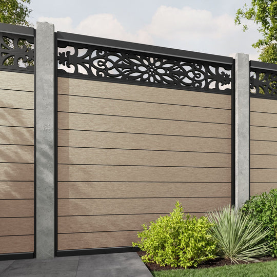 Fusion Windsor Fence Panel - Light Oak - for existing concrete posts