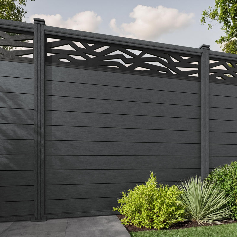 Fusion Zenith Fence Panel - Dark Grey - with our composite posts