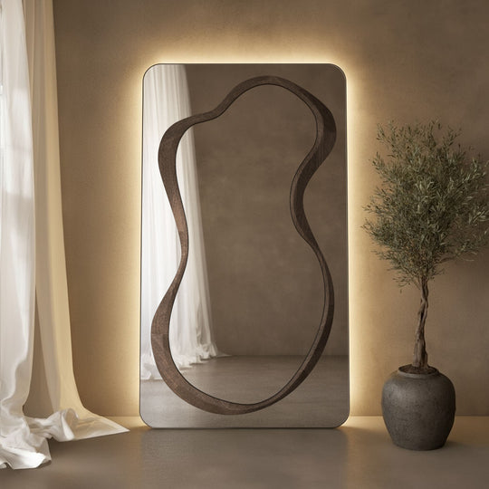 Forma Frame Within Rounded Rectangle Full-Length Leaner Mirror - with LED