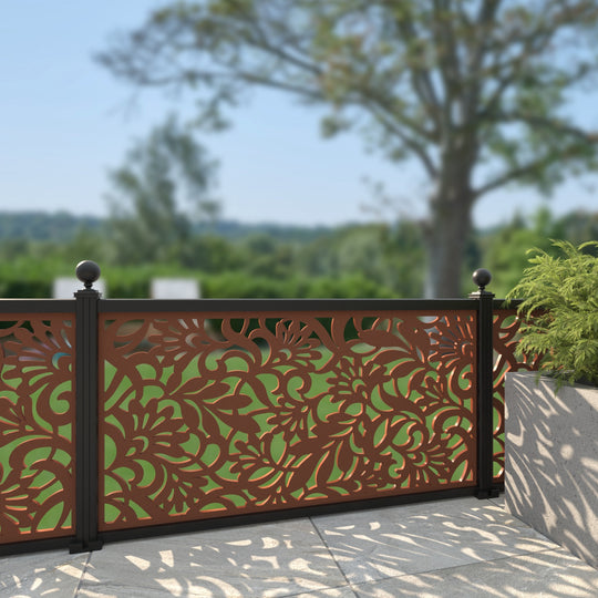 Heritage Corten Decorative Fence - 180x90cm - with our aluminium posts