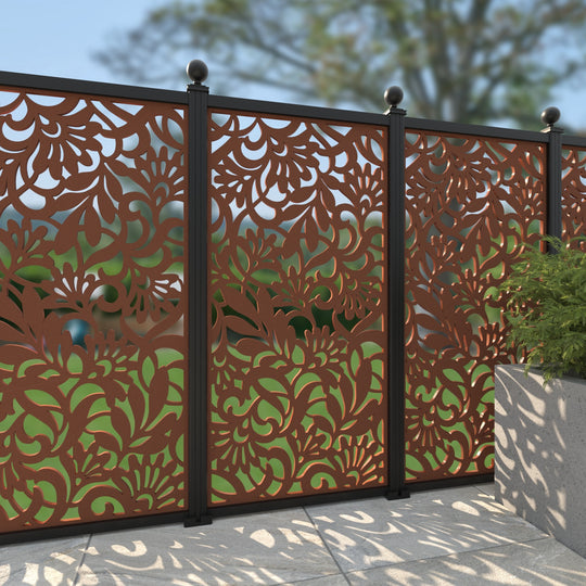 Heritage Corten Decorative Fence - 90x180cm - with our aluminium posts