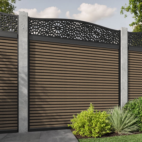Hudson Alnara Curved Top Fence Panel - Teak - for existing concrete posts