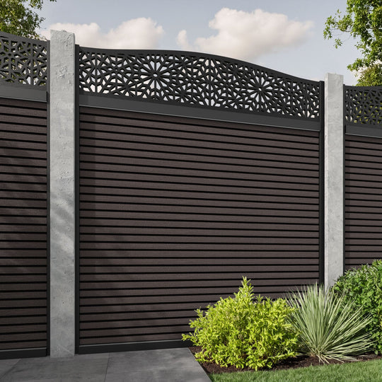 Hudson Alnara Curved Top Fence Panel - Mid Brown - for existing concrete posts