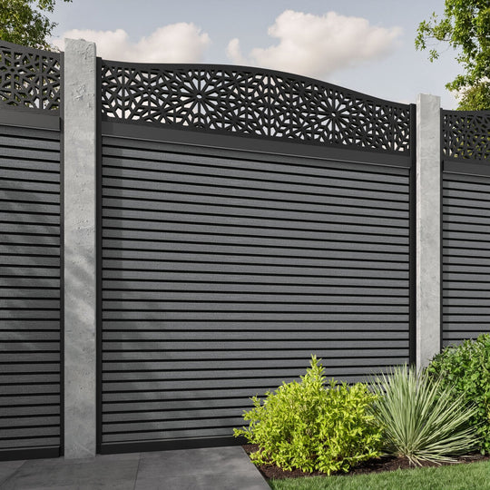 Hudson Alnara Curved Top Fence Panel - Mid Grey - for existing concrete posts