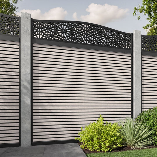 Hudson Alnara Curved Top Fence Panel - Mid Stone - for existing concrete posts