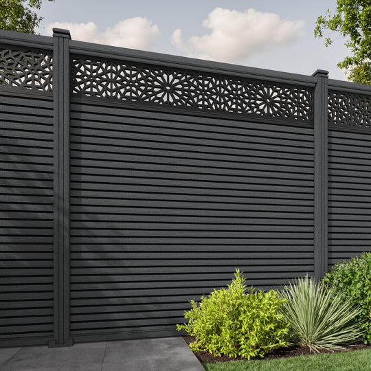Hudson Alnara Fence Panel - Dark Grey - with our composite posts