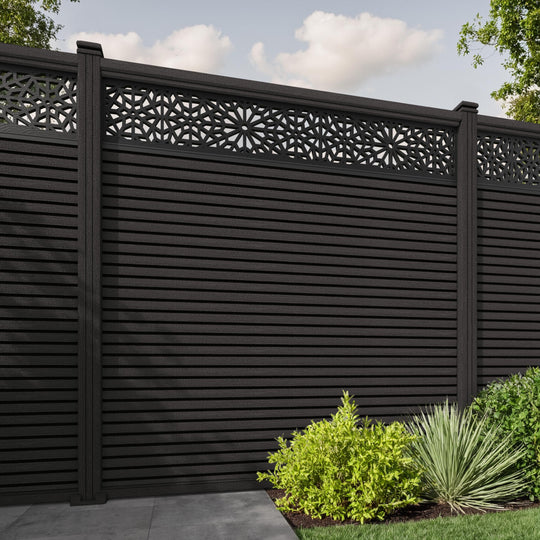 Hudson Alnara Fence Panel - Dark Oak - with our composite posts