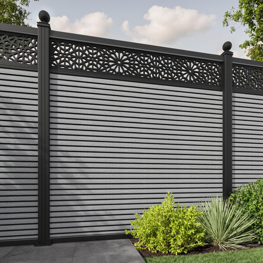 Hudson Alnara Fence Panel - Light Grey - with our aluminium posts