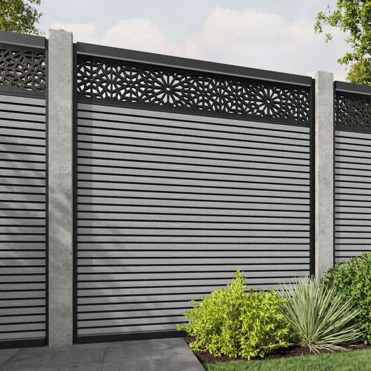 Hudson Alnara Fence Panel - Light Grey - for existing concrete posts