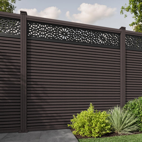 Hudson Alnara Fence Panel - Mid Brown - with our composite posts