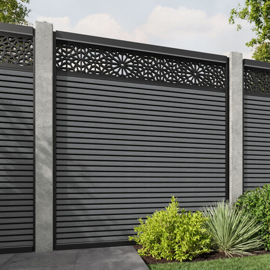 Hudson Alnara Fence Panel - Mid Grey - for existing concrete posts