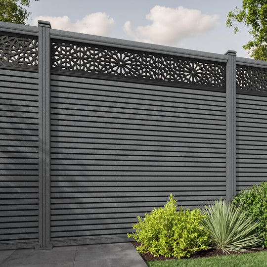 Hudson Alnara Fence Panel - Mid Grey - with our composite posts