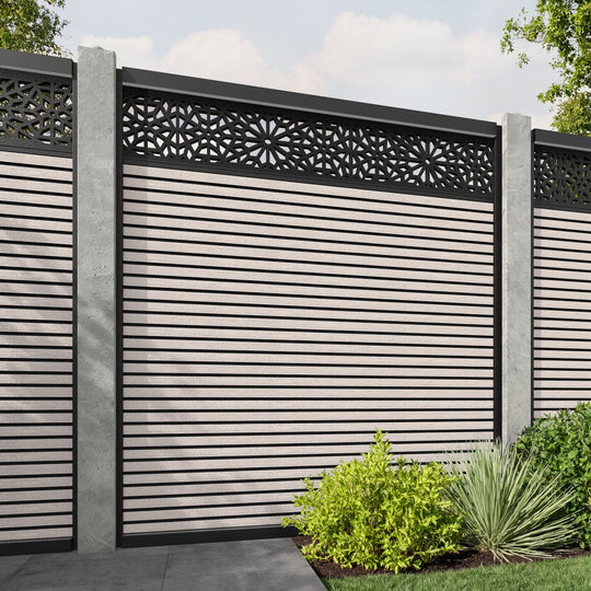 Hudson Alnara Fence Panel - Mid Stone - for existing concrete posts