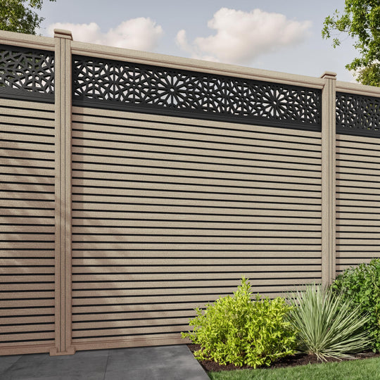Hudson Alnara Fence Panel - Light Oak - with our composite posts