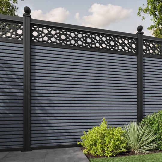 Hudson Ambar Fence Panel - Anthracite - with our aluminium posts