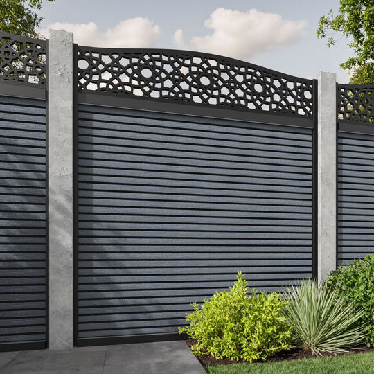 Hudson Ambar Curved Top Fence Panel - Anthracite - for existing concrete posts