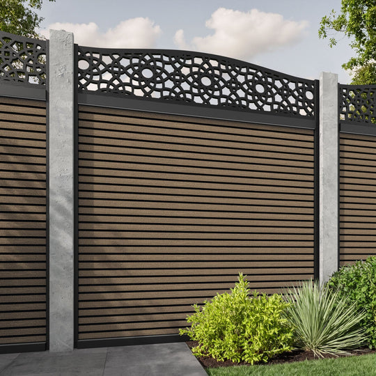Hudson Ambar Curved Top Fence Panel - Teak - for existing concrete posts