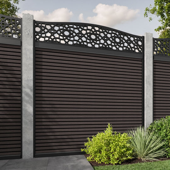 Hudson Ambar Curved Top Fence Panel - Mid Brown - for existing concrete posts