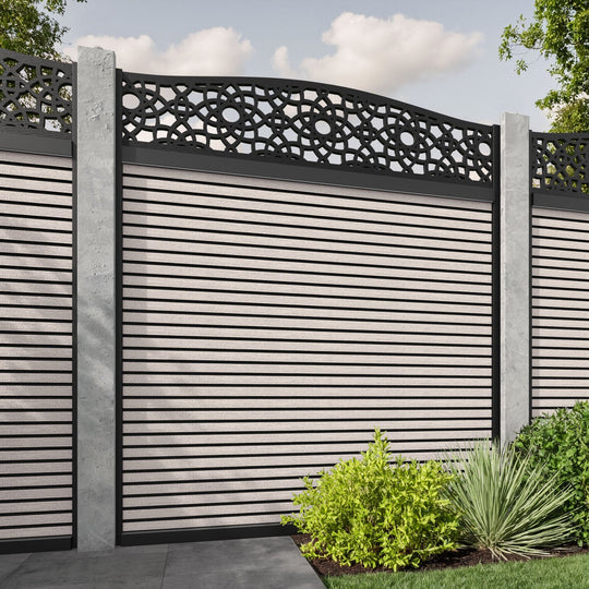 Hudson Ambar Curved Top Fence Panel - Mid Stone - for existing concrete posts