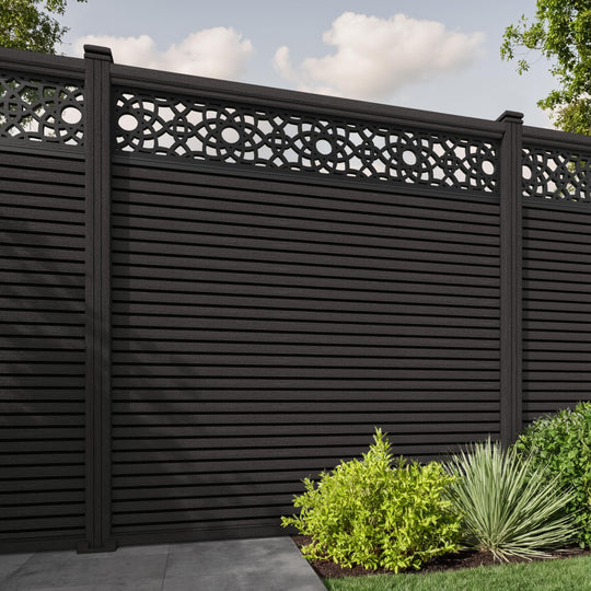 Hudson Ambar Fence Panel - Dark Oak - with our composite posts