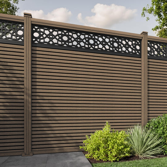 Hudson Ambar Fence Panel - Teak - with our composite posts