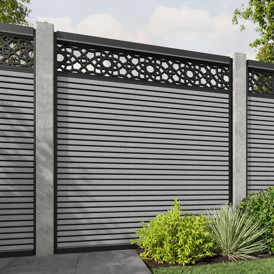 Hudson Ambar Fence Panel - Light Grey - for existing concrete posts