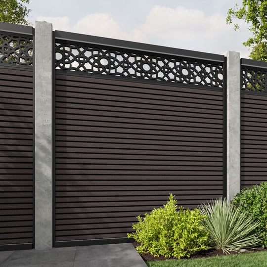Hudson Ambar Fence Panel - Mid Brown - for existing concrete posts