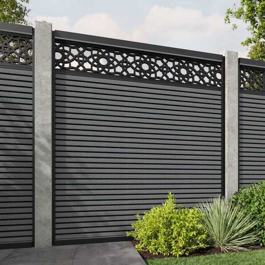 Hudson Ambar Fence Panel - Mid Grey - for existing concrete posts
