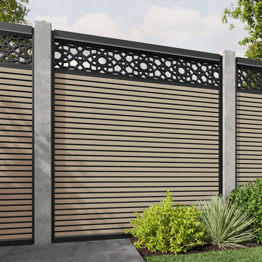 Hudson Ambar Fence Panel - Light Oak - for existing concrete posts