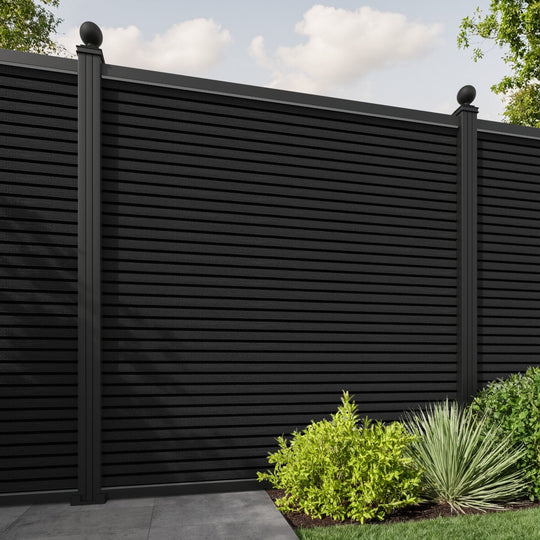 Hudson Fence Panel - Black - with our aluminium posts