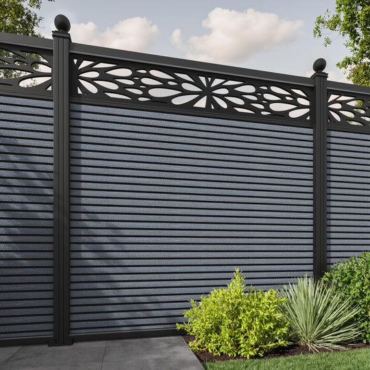 Hudson Blossom Fence Panel - Anthracite - with our aluminium posts
