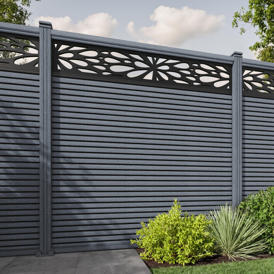 Hudson Blossom Fence Panel - Anthracite - with our composite posts