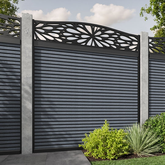 Hudson Blossom Curved Top Fence Panel - Anthracite - for existing concrete posts