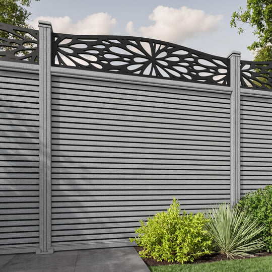 Hudson Blossom Curved Top Fence Panel - Light Grey - with our composite posts