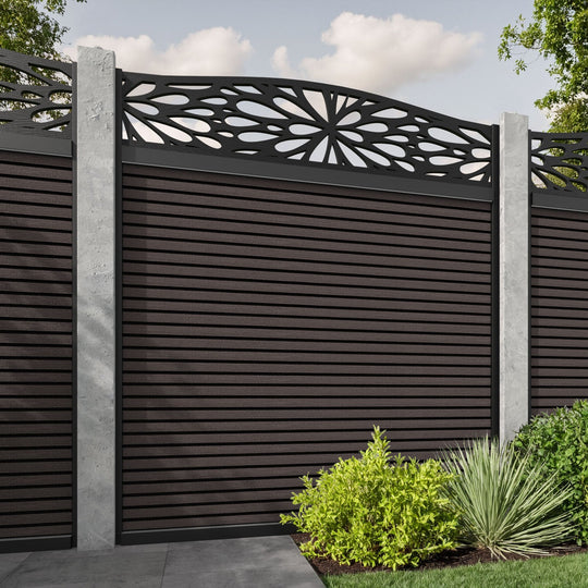 Hudson Blossom Curved Top Fence Panel - Mid Brown - for existing concrete posts