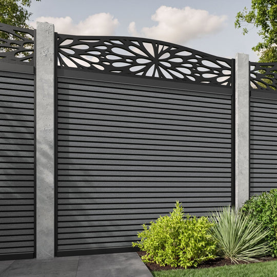 Hudson Blossom Curved Top Fence Panel - Mid Grey - for existing concrete posts