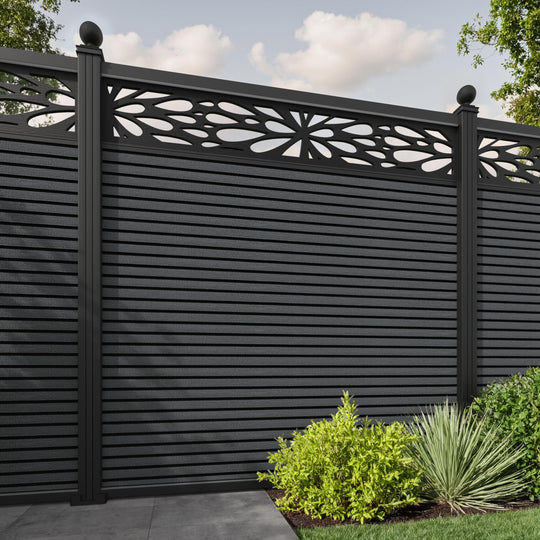 Hudson Blossom Fence Panel - Dark Grey - with our aluminium posts