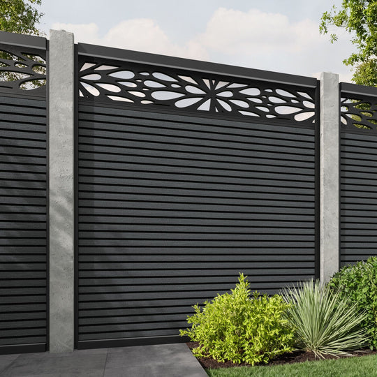 Hudson Blossom Fence Panel - Dark Grey - for existing concrete posts
