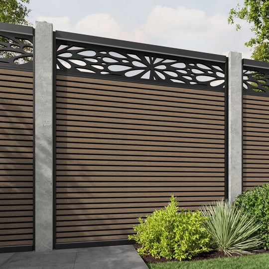 Hudson Blossom Fence Panel - Teak - for existing concrete posts